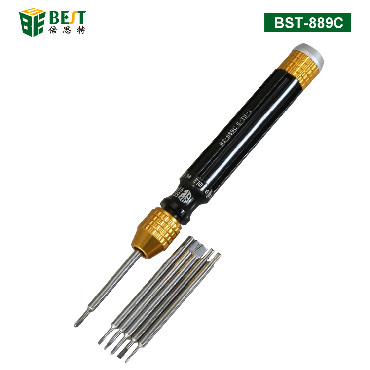 BST-889C 多功能手机拆机工具6合1 可换头螺丝套批
